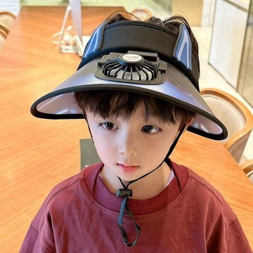 【臺灣出貨】夏季兒童防曬帽男童夏款帶風扇空頂帽夏季防紫外線遮陽帽女孩大檐帽子