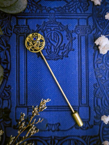 FIX 交錯槲寄生百年帽針長別針-歐洲古董首飾 Vintae Jewelry