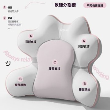 人體工學久坐腰部支撐靠墊 辦公室座椅靠背墊護腰 腰枕腰托墊有氣囊充氣調節