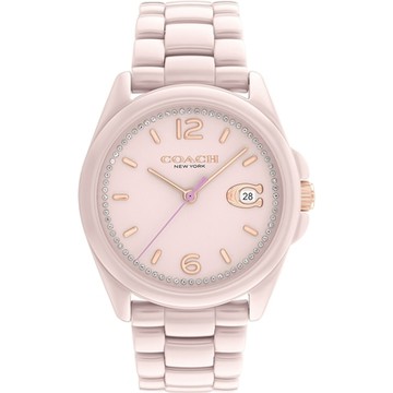 COACH Greyson C字陶瓷女錶 七夕浪漫購 送禮首選-粉色/36mm CO14503926