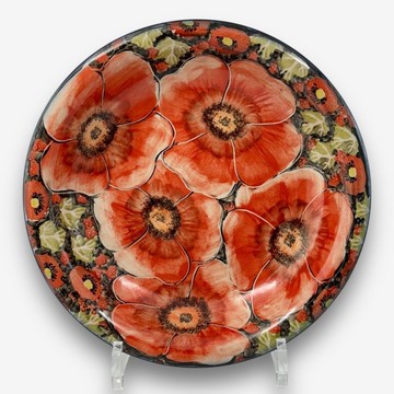 波蘭手繪手工陶-義麵盤 深圓盤 22.5cm 赤霞花語系列