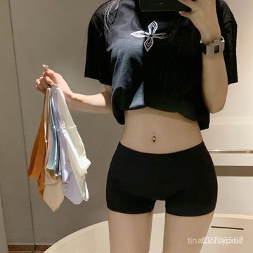 台中出貨 辣妹打底褲 收腹褲 安全褲 短褲 防走光黑色收腹褲 無痕安全褲 薄款外穿四角短褲 防走光 緊身防走光內褲