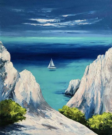 原版航海風景油畫帆布海景帆船畫