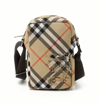 [平輸版]BURBERRY 新款格紋戰LOGO手機/相機包(沙色)真品平輸
