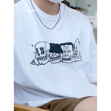 【特價清倉】男士短袖t恤夏季重磅寬松純棉美式潮流新款小領口