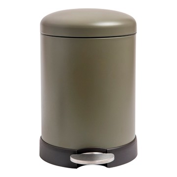 HOLA 和樂家居 奧可利緩降踏式霧面金屬垃圾桶  27 x 21.3 x 34cm  圓形灰綠色