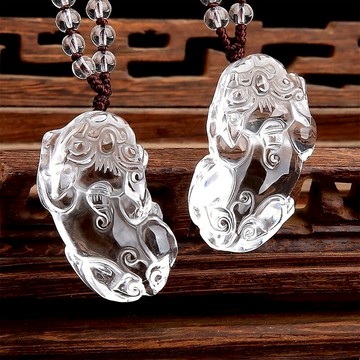 虎年天然白水晶貔貅吊墜虎年男女士招財掛件項鏈皮丘飾品平安禮品