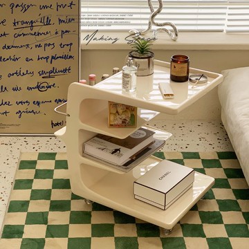 網紅沙發客廳邊幾亞克力中古推車可移動收納邊柜ins奶油風小茶幾 b8011