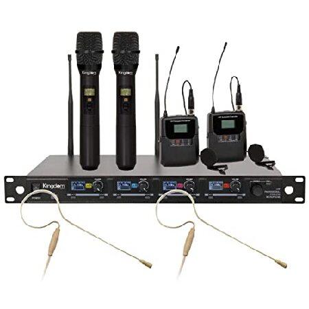 Kingdom V5 Professional 1,000 Channels Per Mic. UHF Wireless Microphone System with Wireless Handheld Microphones and Belt Packs with Earworns a