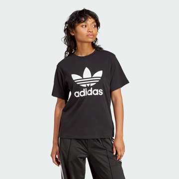 【ADIDAS】ADICOLOR 短袖上衣 女 三葉草 黑 運動 圓領 百搭 上衣 IR9533