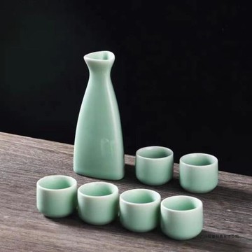 仿古陶瓷酒具套裝簡約分酒器白酒杯黃酒杯青酒具日式燙酒壺家用