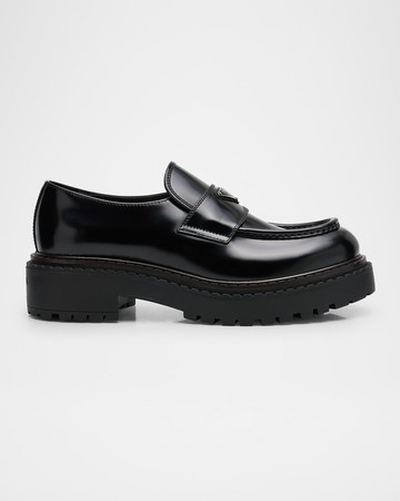 Men's Brushed Leather Lug-Sole Loafers