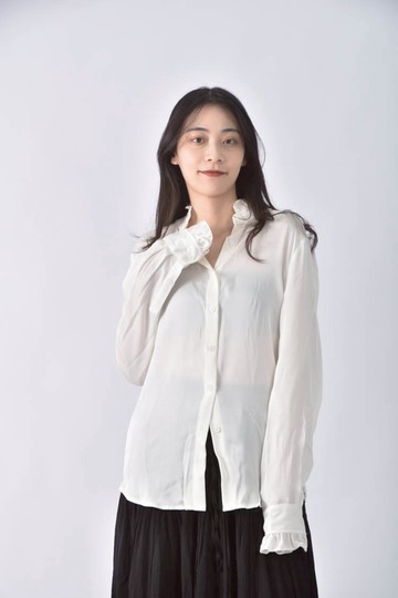 (L) chyan荷葉白色襯衫上衣