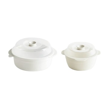 EASY&FREE 蒸籠微波保鮮盒組 L 1.2L + S 650ml  1套  白色