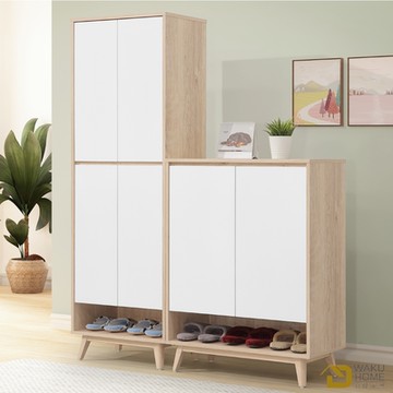 WAKUHOME 瓦酷家具Kenster原像雙色大容量收納4.7尺高鞋櫃-寬142.5*深40*高183.7cm