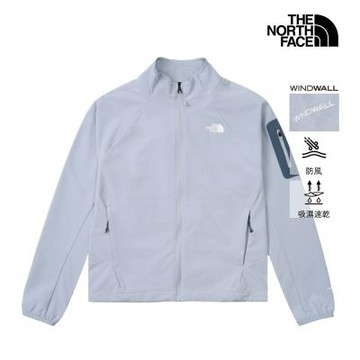 【The North Face 官方旗艦】北面女款灰色DWR防潑水立領棋盤格外套｜8DFDFM2