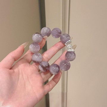 紫夢星河設計感紫兔毛水晶手串女安神心定穩定情緒串珠手鏈女 高級感輕奢串珠紫氣東來手鏈送閨蜜