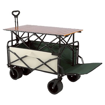 野一夏 前開升降款露營桌手推車 230L  1個  米綠色