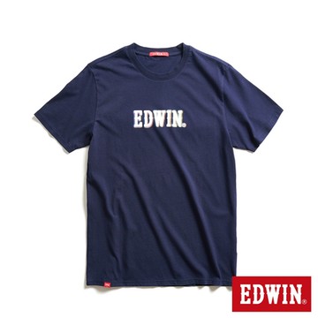 EDWIN 男女裝 網路獨家 漸層LOGO短袖T恤-丈青色