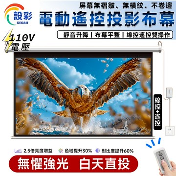 【Secaii設彩品牌店】電動布幕 投影布幕【遠程遙控⛅️4K高清還原】  抗光布幕 壁挂投影布幕（178°大廣角觀影）