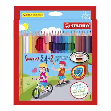 STABILO 德國 思筆樂 Swans 油性色鉛筆 紙盒 24+2色組 / 盒 ST1870/26