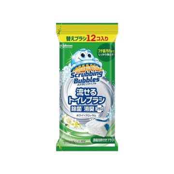 SC Johnson 日本莊臣-拋棄式馬桶刷清潔組專用含濃縮洗劑替換刷頭補充包-花香(灰)新藍12入/包(本品不含刷柄和刷架)
