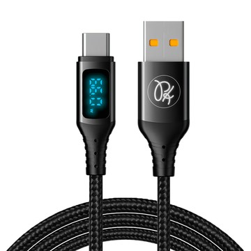 PICKOGEN 皮克全 USB-A to Type-C 傳輸線 快充線 66W超級快充 智能數顯  1.8m  黑色  1條