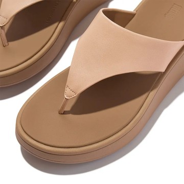 fitflop F-MODE 皮革厚底夾腳涼鞋-沙棕色