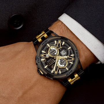 【WANgT】【BENTLEY賓利】THE OUROBOROS 魅影系列 BEY-40 日期顯示 夜光 三眼 手錶