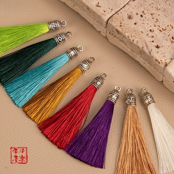 6CM金屬砝碼帽小流蘇銀帽穗子書籤穗子服裝髮飾流蘇配件吊墜批發