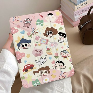 可愛小新和媽媽ipad1098代air76平板殼MINI6平板pro11寸A16保護套