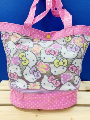 【震撼精品百貨】Hello Kitty_凱蒂貓~Sanrio HELLO KITTY防水手提包/透明防水包-滿版大頭#43814