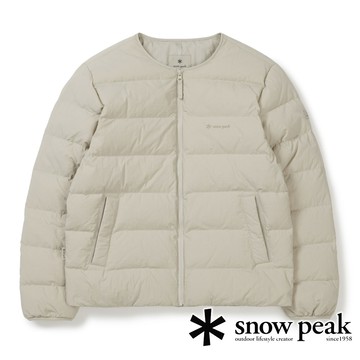 【日本 snow peak】男Land輕量無領羽絨外套(80/20)『淺米』WMG-DJ60 戶外 露營 登山 健行 休閒 時尚 保暖 羽絨外套