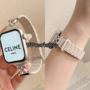 蝴蝶結扣細款矽膠錶帶 適用 Apple Watch 錶帶 S12 11 10 9 8 7 SE Ultra 蘋果手錶錶帶