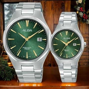 ALBA 雅柏 PRESTIGE 八角時尚對錶-40+30mm(AS9U55X1+AH7DN7X1)