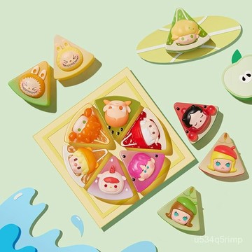 🛸泡泡萌粒 POPMART 公仔 可愛卡通擺飾 立體卡通擺件 正版泡泡瑪特萌粒果切拚拚係列公仔盲袋盲盒擺件水果三角迷你