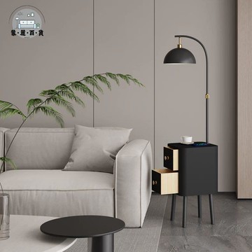 落地燈 立燈 110v燈具 臥室落地燈 北歐落地燈 客廳沙發旁高級感 臥室床頭柜置物一體 帶抽屜立式臺燈