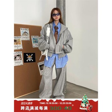 SHUNP FW雙拉鏈重磅廓形立體裁剪cleanfit開衫連帽外套男女裝搭配