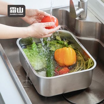 日本霜山 304不鏽鋼水槽用防滑洗碗盆/洗菜籃