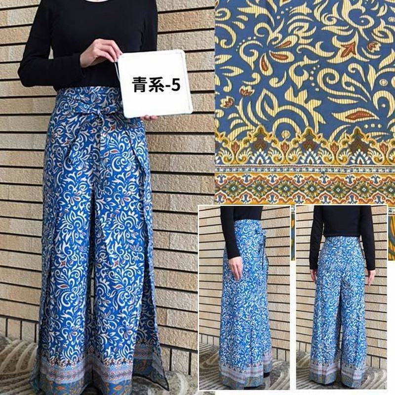 メール便対応可 パンツ ロングパンツ バティック柄 フリーサイズ  