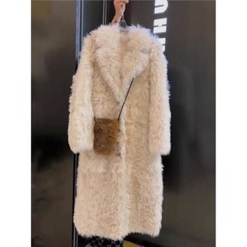 (免運)歐貨高級感仿羊毛中長款外套冬季2026年爆款寬松皮毛一體環保皮草