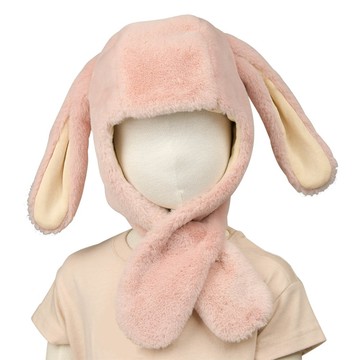 akachan honpo - 仿毛動物造型連帽圍巾-粉紅色 (48～50cm)