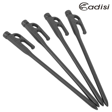 ADISI 鋁合金鍛造營釘 AS15225  20cm 【四入一組】陽極霧黑