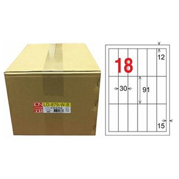 龍德 18格 白色 A4 三用電腦標籤 30x91mm 1000張 /箱 LD-879-W-B｜領券最高折$220