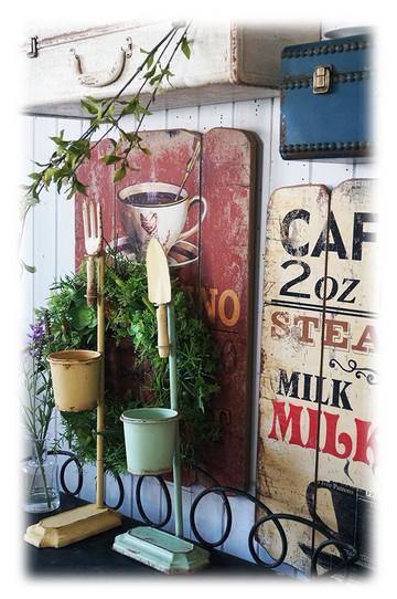 復古做舊花器擺件 配活動花藝工具 兩款可選  鄉村風格1入