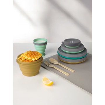 msquare可折疊便攜旅行硅膠杯食品級伸縮泡面碗露營野餐餐具藍色