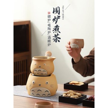 甫裕堂新款萌貓電陶爐圍爐煮茶炭爐電炭酒精三用爐可干燒茶壺家用