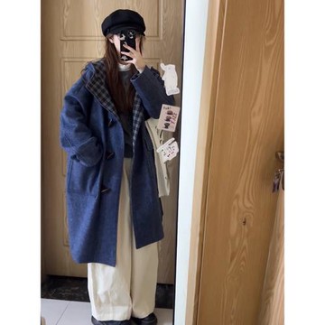 深冬加厚獨特超好看牛角扣呢子大衣女入冬2025新款毛呢外套小個子