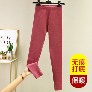 秋冬加絨加厚德絨自發熱打底褲女無痕秋褲保暖褲內穿大碼修身棉褲