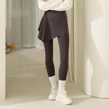 女力輕舞 遮胯修腹兩件式高腰運動褲 石墨灰(S-2L)